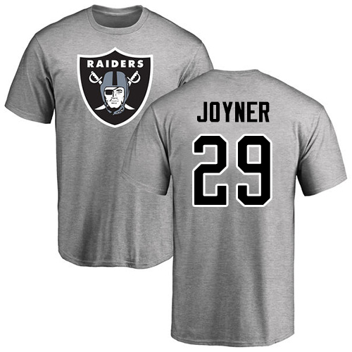 Men Oakland Raiders Ash Lamarcus Joyner Name and Number Logo NFL Football #29 T Shirt
